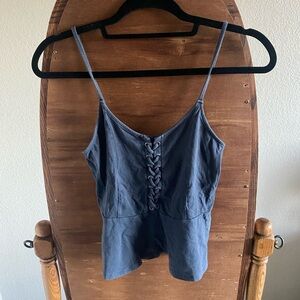 Women's Charcoal Lace-Up Top